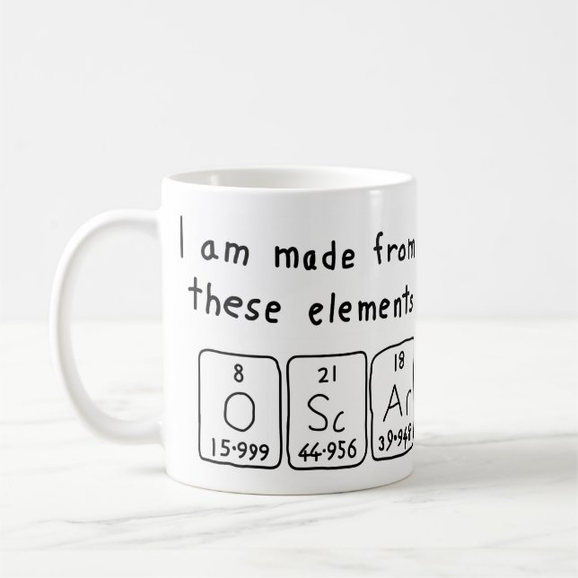 Oscar periodic table name mug (Left)