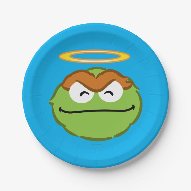 Oscar Smiling Face with Halo Paper Plate (Front)