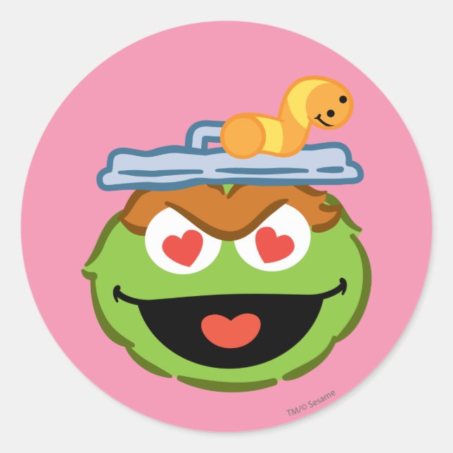 Oscar Smiling Face with Heart-Shaped Eyes Classic Round Sticker (Front)