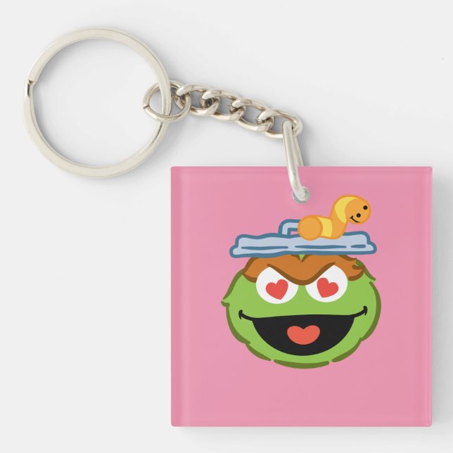 Oscar Smiling Face with Heart-Shaped Eyes Key Ring (Front)