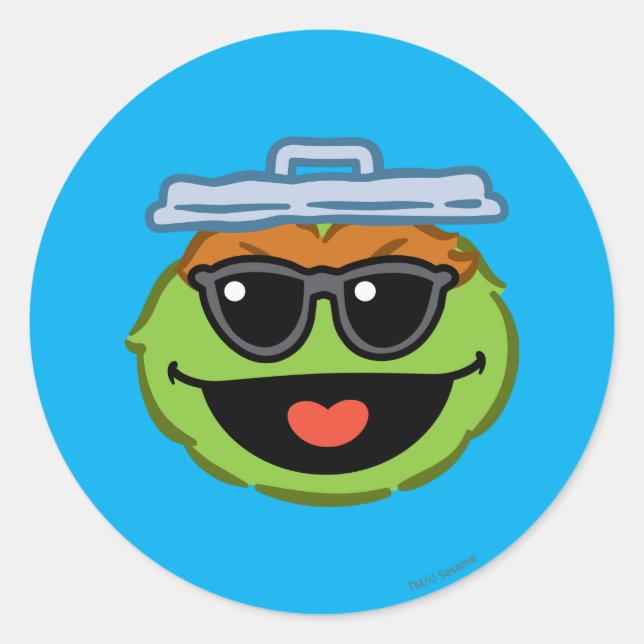 Oscar Smiling Face with Sunglasses Classic Round Sticker (Front)