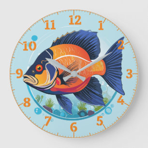 Oscar Swiming Through The Deep Blue Sea Wall Clock