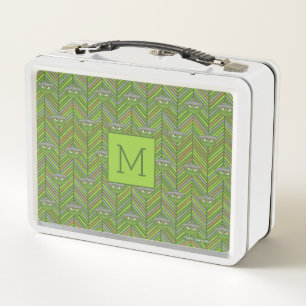 Oscar the Grouch   80's Throwback Pattern Metal Lunch Box