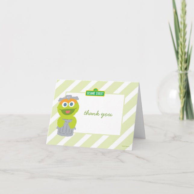Oscar the Grouch Baby Birthday Thank You Card (Front)