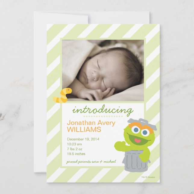 Oscar the Grouch Birth Announcement (Front)