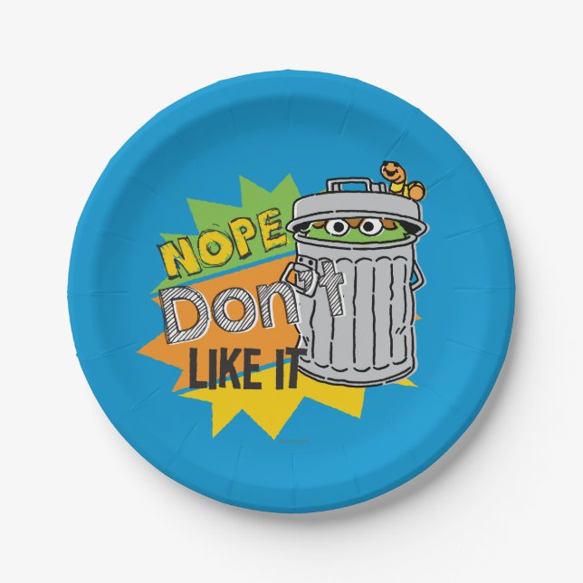 Oscar the Grouch Don't Like Paper Plate (Front)