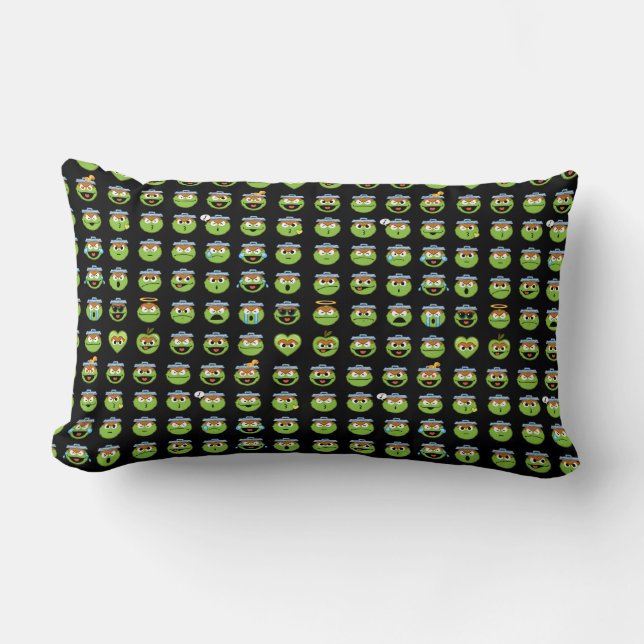 Oscar the Grouch Emoji Pattern Lumbar Cushion (Front)