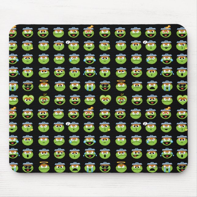 Oscar the Grouch Emoji Pattern Mouse Pad (Front)