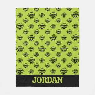Oscar the Grouch Green Pattern Fleece Blanket
