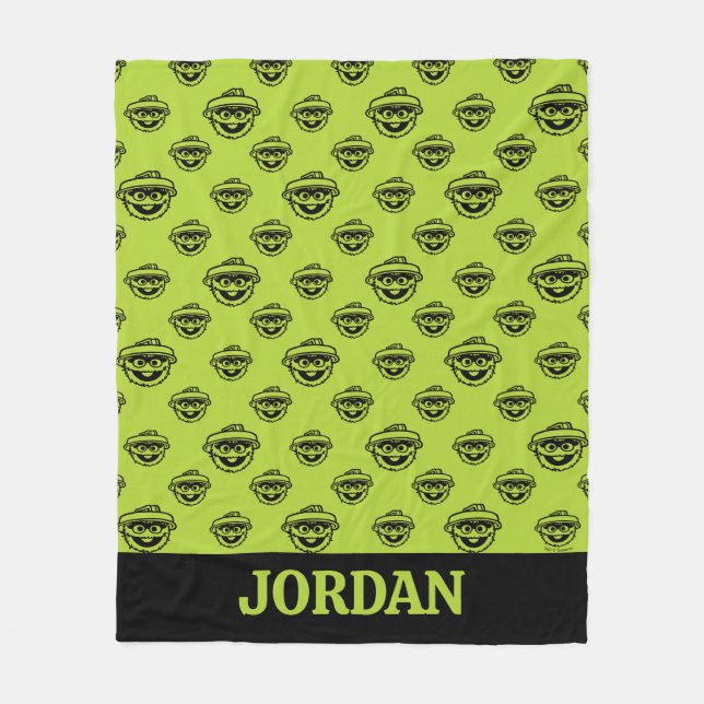 Oscar the Grouch Green Pattern Fleece Blanket (Front)