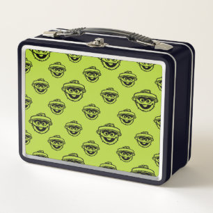Oscar the Grouch Green Pattern Metal Lunch Box