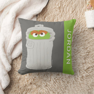 Oscar the Grouch & His Trash Can Add Your Name Cushion