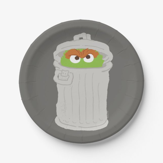 Oscar the Grouch & His Trash Can Paper Plate (Front)