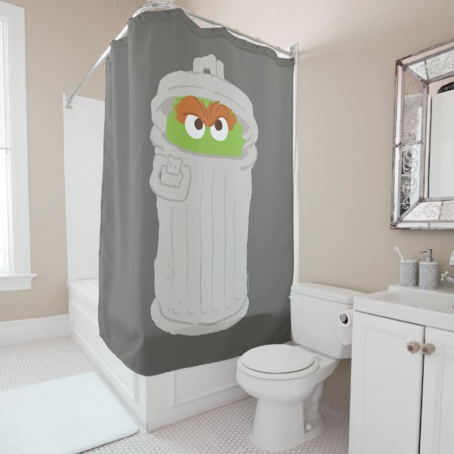 Oscar the Grouch & His Trash Can Shower Curtain (In Situ)