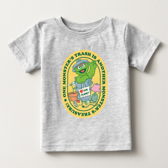 Oscar the Grouch | Monster Treasure Badge Baby T-Shirt (Front)