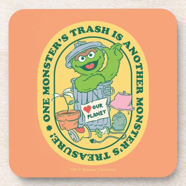 Oscar the Grouch | Monster Treasure Badge Coaster (Front)