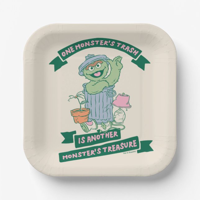 Oscar the Grouch | Monster Treasure Graphic Paper Plate (Front)