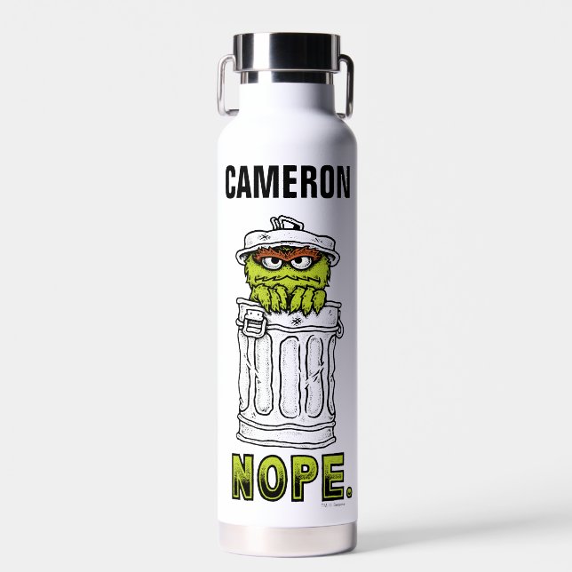 Oscar the Grouch - Nope. | Add Your Name Water Bottle (Front)