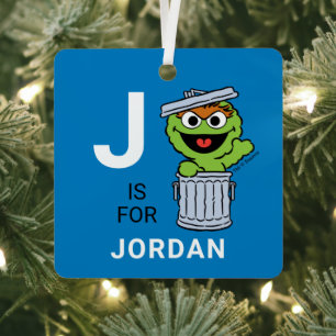 Oscar the Grouch   Personalised Name with Photo Metal Tree Decoration