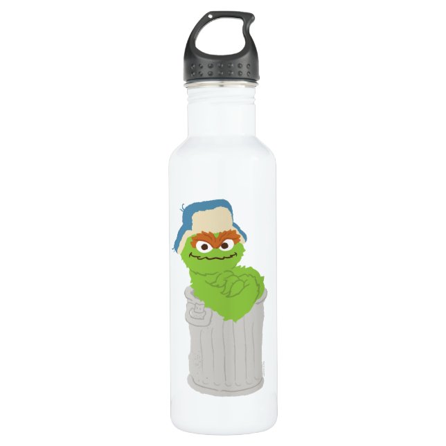 Oscar the Grouch Trash Can Lean 710 Ml Water Bottle (Front)