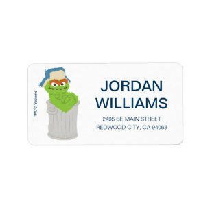 Oscar the Grouch Trash Can Lean   Add Your Info Label