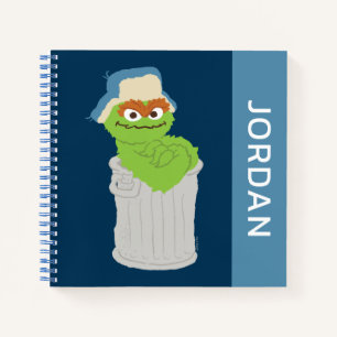 Oscar the Grouch Trash Can Lean   Add Your Name Notebook
