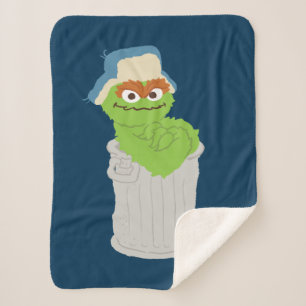 Oscar the Grouch Trash Can Lean Sherpa Blanket
