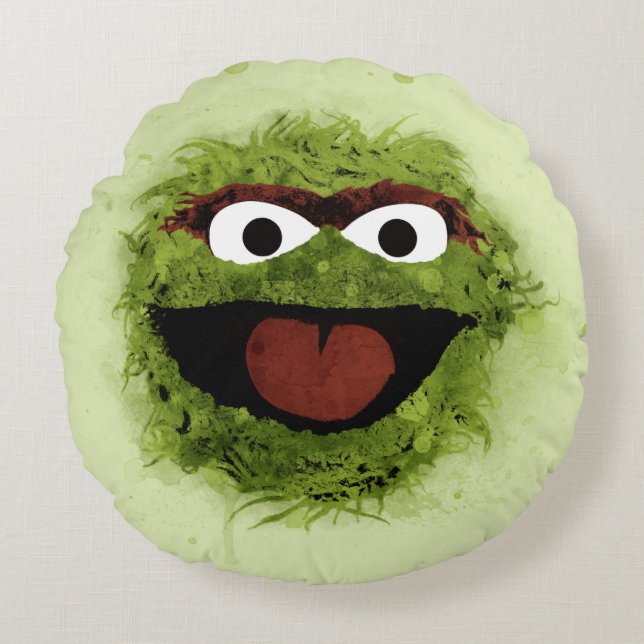 Oscar the Grouch | Watercolor Trend Round Cushion (Front)