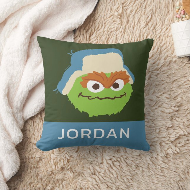 Oscar the Grouch Woodland Face | Add Your Name Cushion (Blanket)