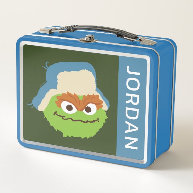Oscar the Grouch Woodland Face | Add Your Name Metal Lunch Box (Front)