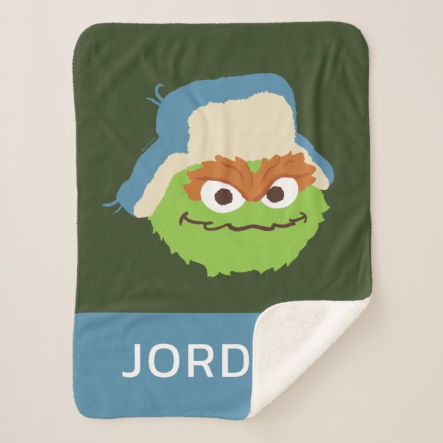 Oscar the Grouch Woodland Face | Add Your Name Sherpa Blanket (Front)