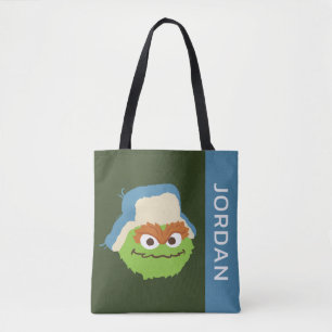 Oscar the Grouch Woodland Face   Add Your Name Tote Bag