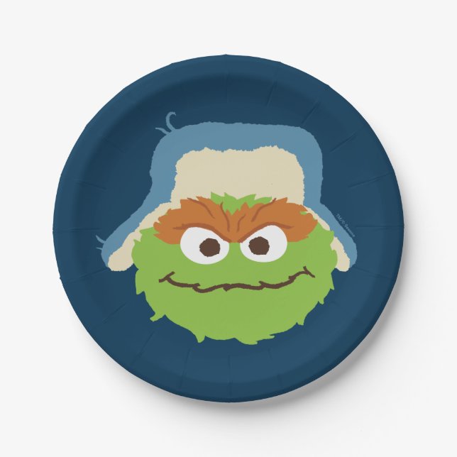 Oscar the Grouch Woodland Face Paper Plate (Front)