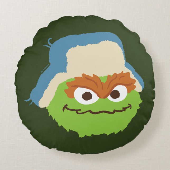 Oscar the Grouch Woodland Face Round Cushion (Front)