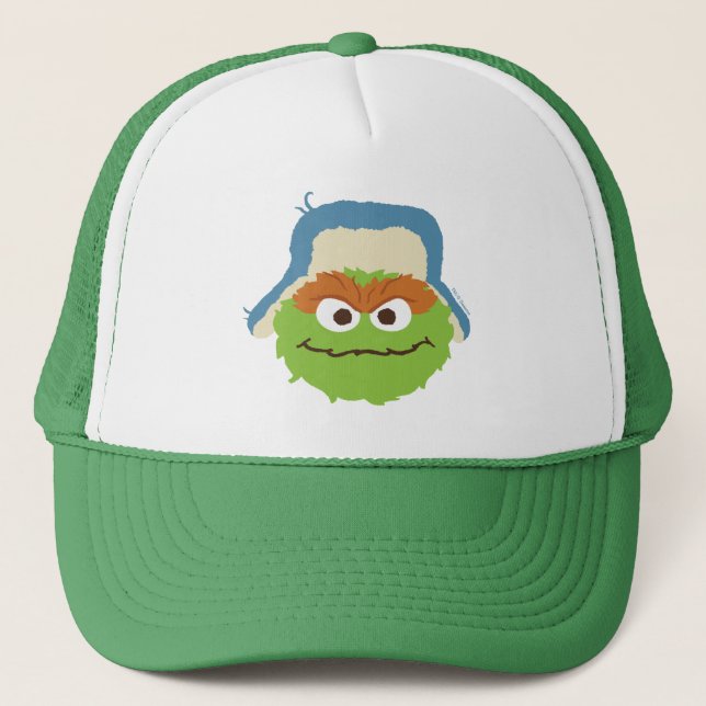 Oscar the Grouch Woodland Face Trucker Hat (Front)