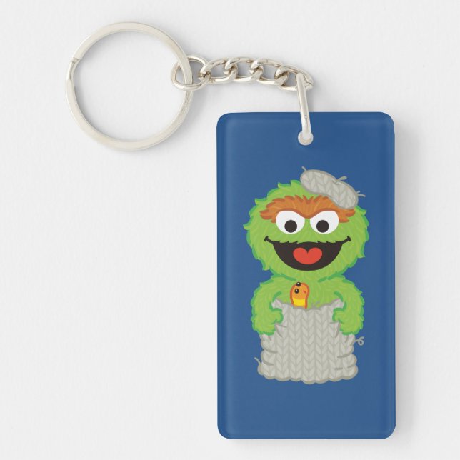 Oscar the Grouch Wool Style Key Ring (Front)