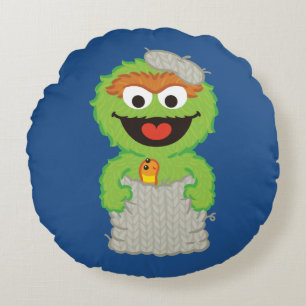 Oscar the Grouch Wool Style Round Cushion