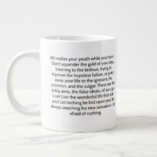 Oscar Wilde Realise your Youth Large Coffee Mug