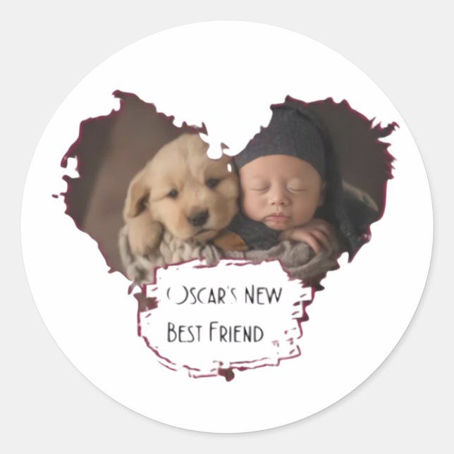 oscar's new best friend classic round sticker (Front)
