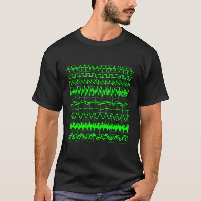 Oscilloscope Digital Waves On Screen Display T-Shirt (Front)
