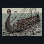 Oseberg ship poster<br><div class="desc">Reconstruction of a viking ship. The original ship was found at Oseberg near the Oslo fjord in Norway.</div>