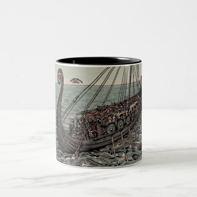 Oseberg ship Two-Tone coffee mug (Center)