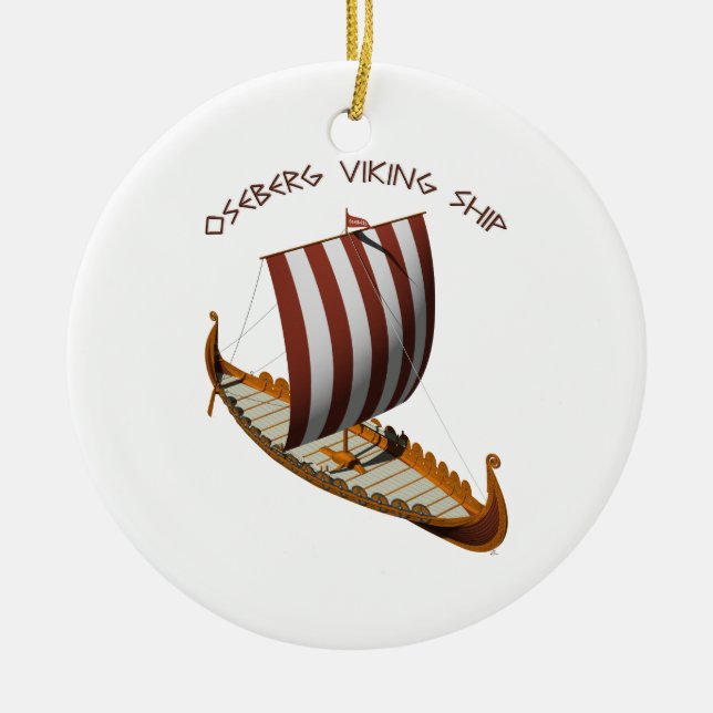 Oseberg Viking Ship Ceramic Ornament (Front)
