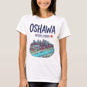 Oshawa Ontario Canada Cute Skyline Colorful T-Shirt