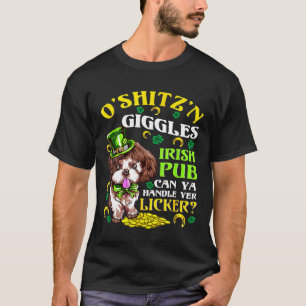 Oshitzn Giggles Irish Pub St Patricks Day Shih Tzu T-Shirt