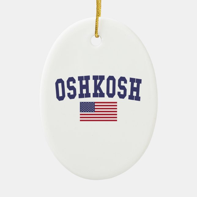 Oshkosh US Flag Ceramic Ornament (Front)