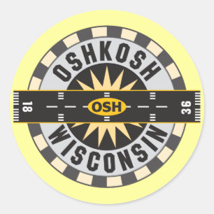 Oshkosh, WI OSH  Airport Classic Round Sticker