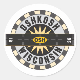 Oshkosh, WI OSH Airport Classic Round Sticker