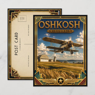 Oshkosh Wisconsin Vintage Art Deco Golden Age Postcard