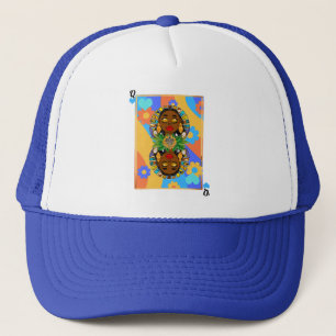 Oshun Retro Veve Floral Playing Card Trucker Hat